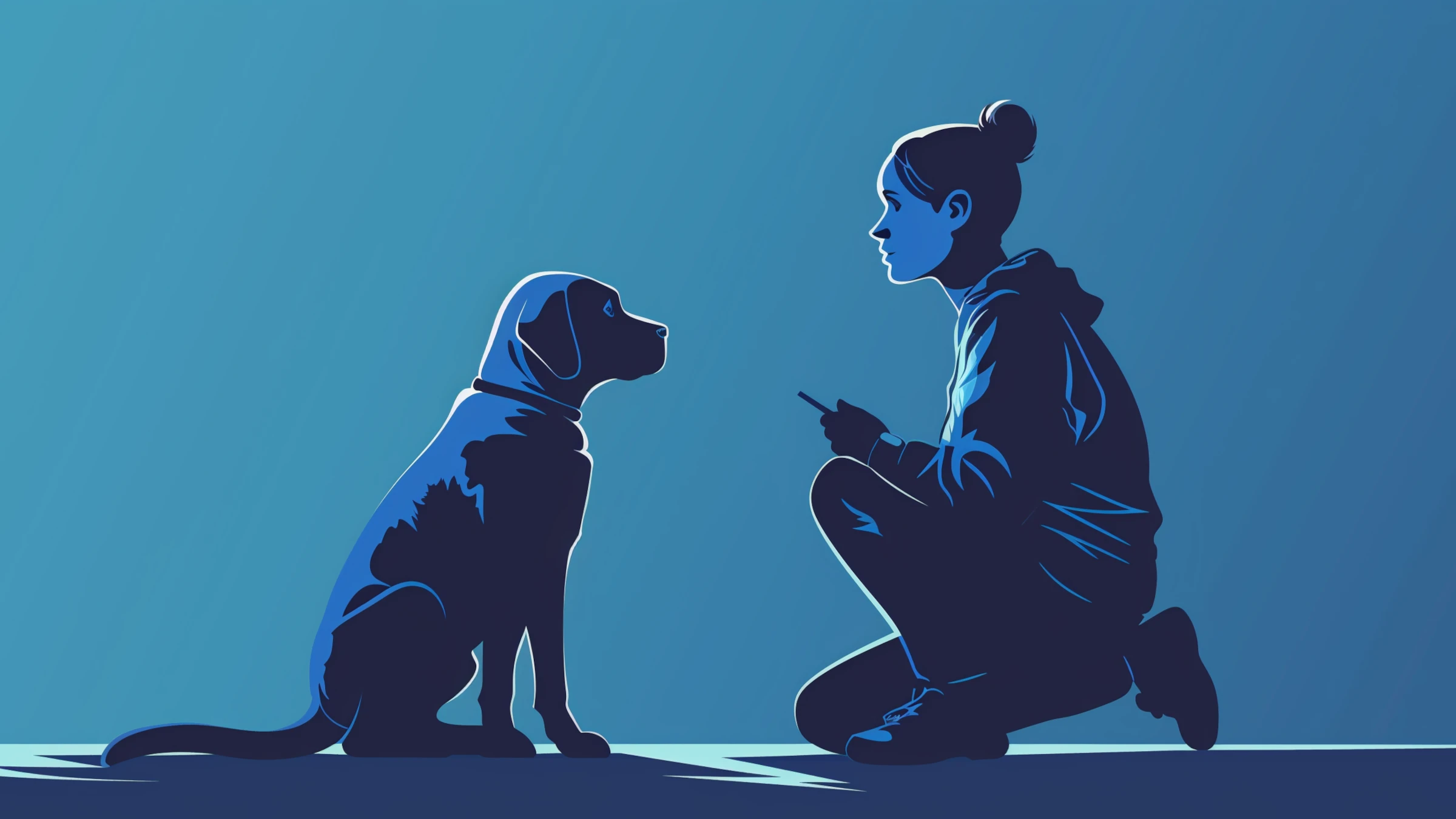 Professional dog trainer working with Labrador