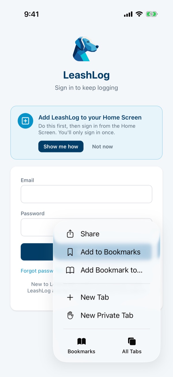 Safari's More menu with Share circled at the top.